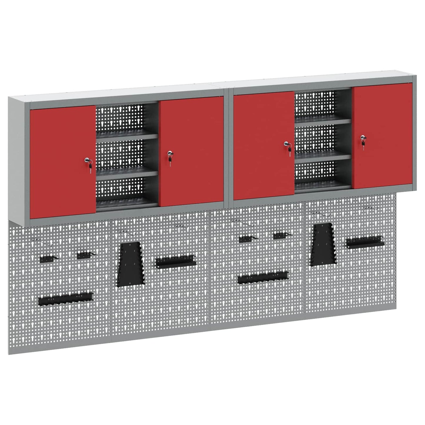 Set di armadi per attrezzi con lo scaffale 4 pcs Rosso