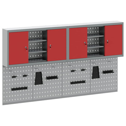 Set di armadi per attrezzi con lo scaffale 4 pcs Rosso
