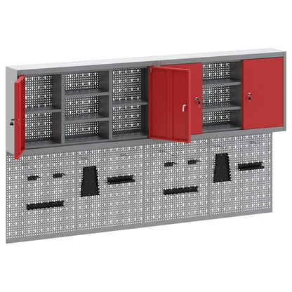 Set di armadi per attrezzi con lo scaffale 4 pcs Rosso