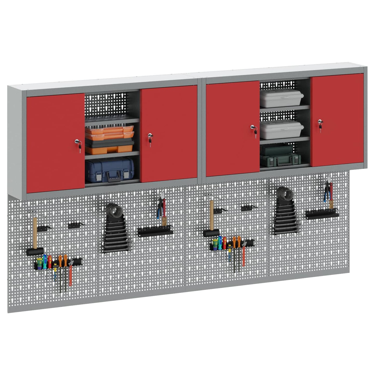 Set di armadi per attrezzi con lo scaffale 4 pcs Rosso