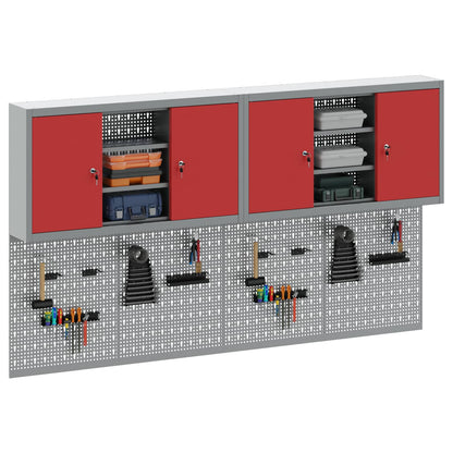 Set di armadi per attrezzi con lo scaffale 4 pcs Rosso