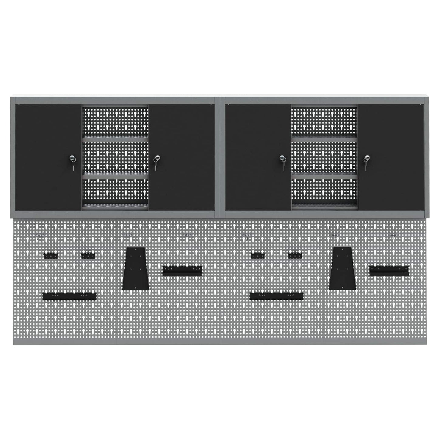 Set di armadi per attrezzi con lo scaffale 6 pcs Nero