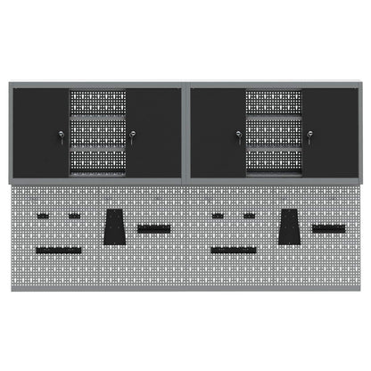 Set di armadi per attrezzi con lo scaffale 6 pcs Nero