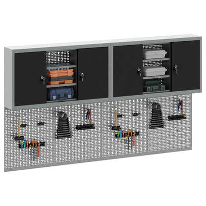 Set di armadi per attrezzi con lo scaffale 6 pcs Nero