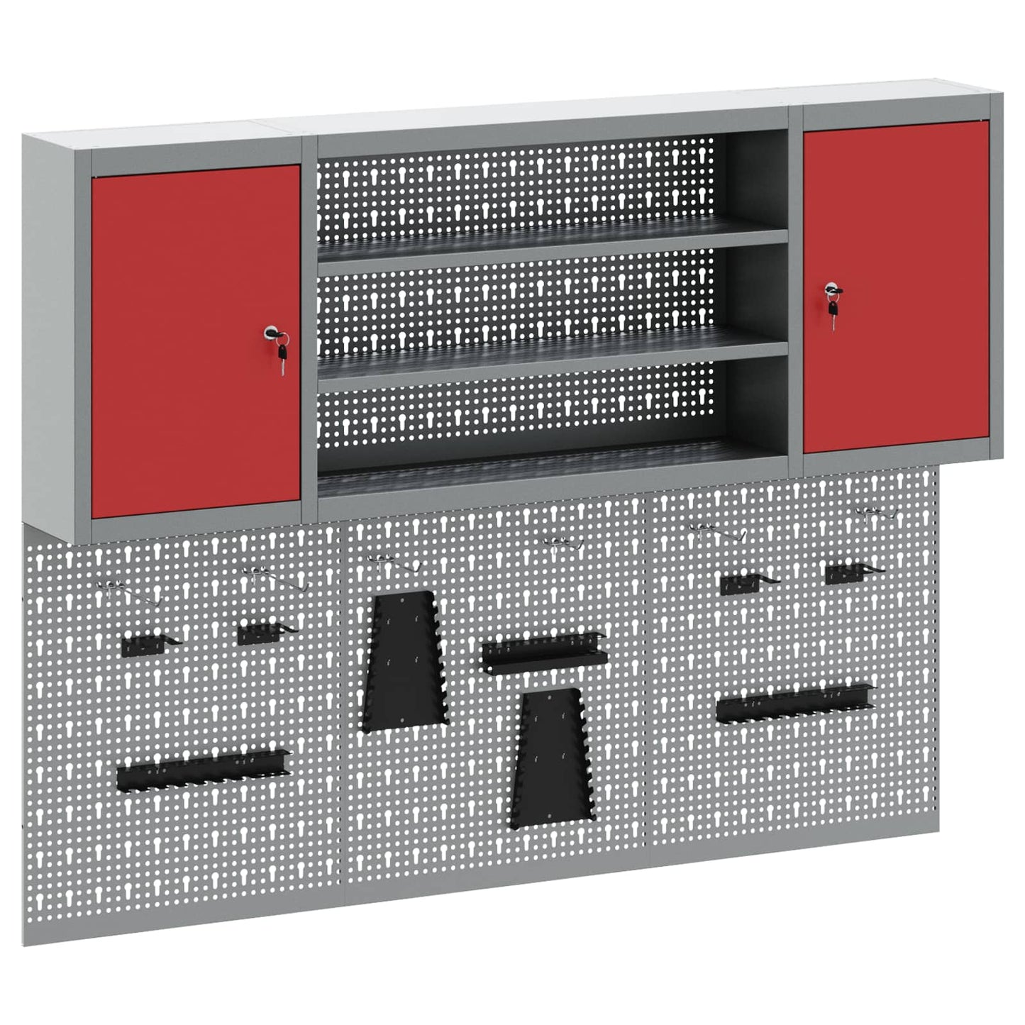 Set di armadi per attrezzi con lo scaffale 6 pcs Rosso
