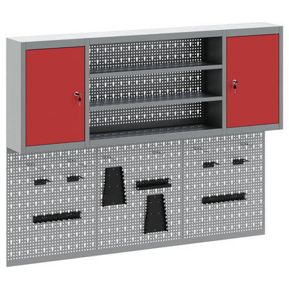 Set di armadi per attrezzi con lo scaffale 6 pcs Rosso