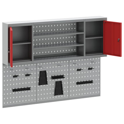 Set di armadi per attrezzi con lo scaffale 6 pcs Rosso
