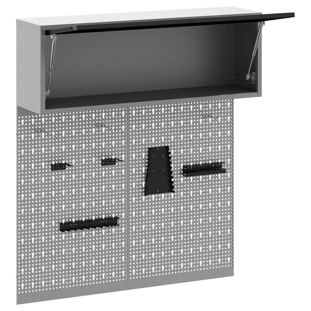 Set di armadi per attrezzi con lo scaffale 3 pcs Nero