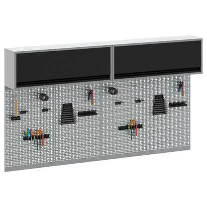 Set di armadi per attrezzi con lo scaffale 6 pcs Nero