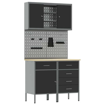 Set di mobili da lavoro con cassetto con lo scaffale 5 pcs Nero