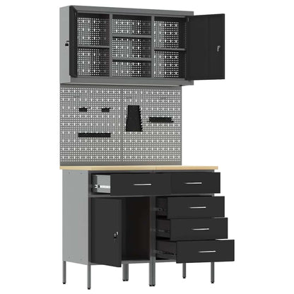 Set di mobili da lavoro con cassetto con lo scaffale 5 pcs Nero