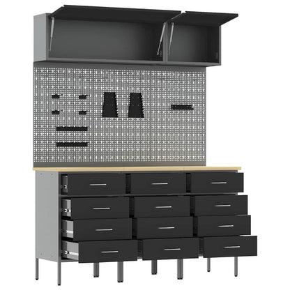 Set di mobili da lavoro con cassetto 8 pcs Nero