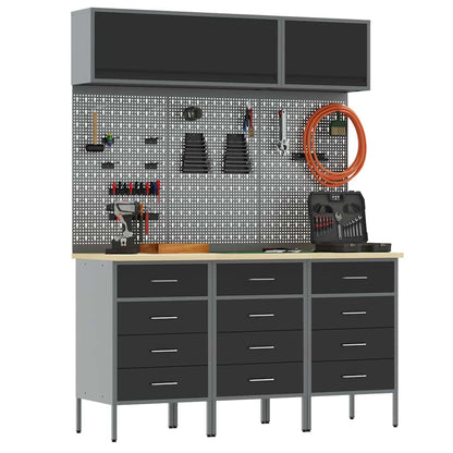 Set di mobili da lavoro con cassetto 8 pcs Nero
