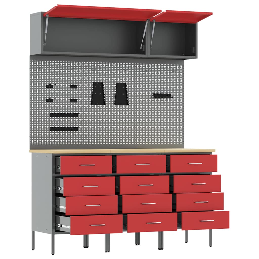 Set di mobili da lavoro con cassetto 8 pcs Rosso