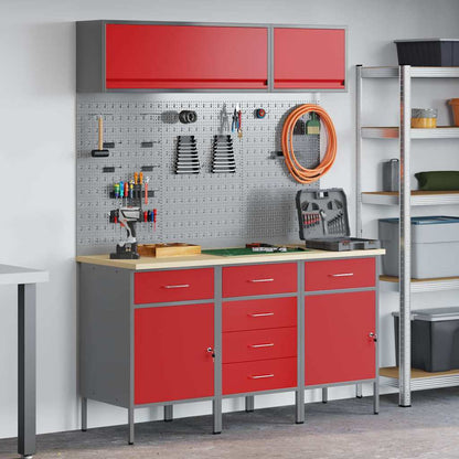 Set di mobili da lavoro con cassetto con blocco 8 pcs Rosso