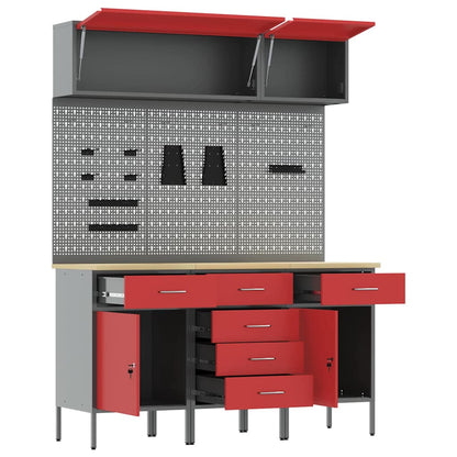 Set di mobili da lavoro con cassetto con blocco 8 pcs Rosso
