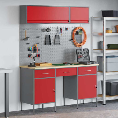 Set di mobili da lavoro con cassetto con blocco 8 pcs Rosso