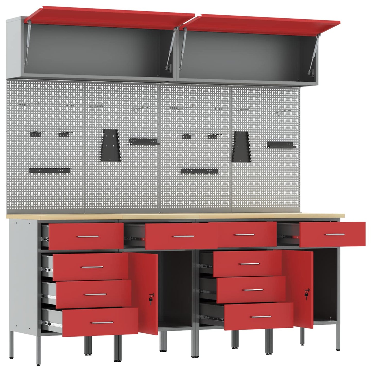 Set di mobili da lavoro con archiviazione 10 pcs Rosso