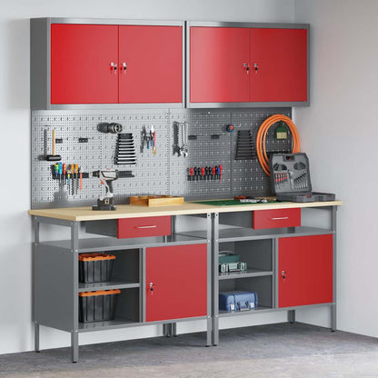 Set banco da lavoro con cassetto 8 pcs Rosso e Grigio
