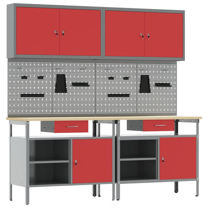 Set banco da lavoro con cassetto 8 pcs Rosso e Grigio