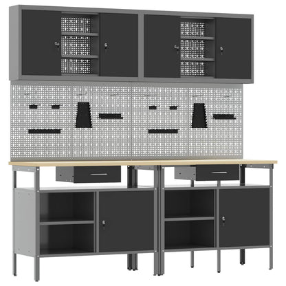 Set banco da lavoro con cassetto 8 pcs Rosso e Grigio