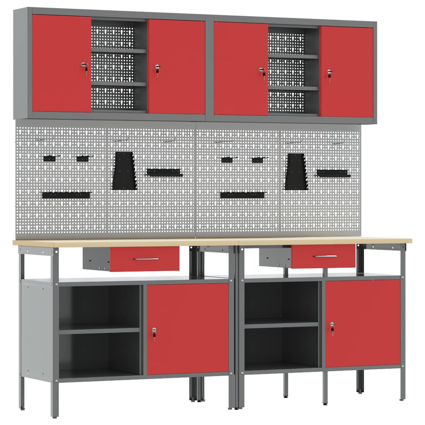 Set banco da lavoro con cassetto 8 pcs Rosso e Grigio