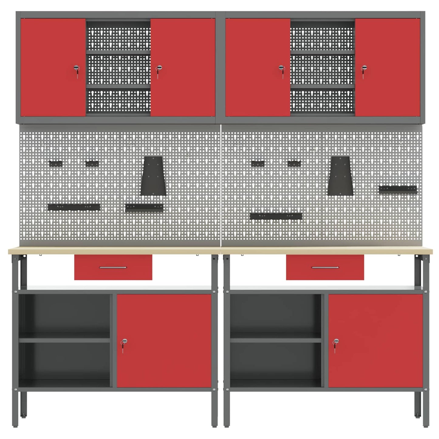 Set banco da lavoro con cassetto 8 pcs Rosso e Grigio