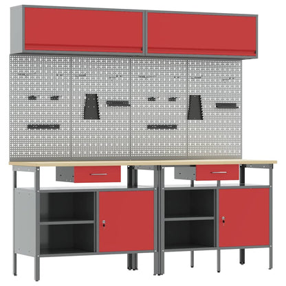 Set banco da lavoro con cassetto 8 pcs Rosso e Grigio