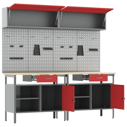 Set banco da lavoro con cassetto 8 pcs Rosso e Grigio