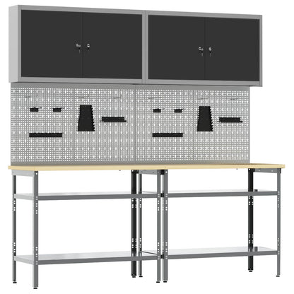 Set banco da lavoro con lo scaffale 8 pcs Nero e Grigio