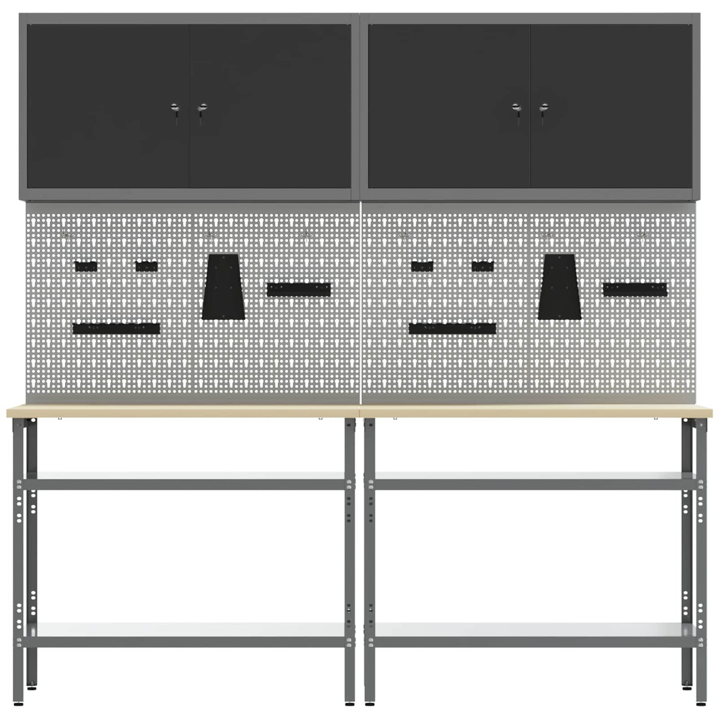 Set banco da lavoro con lo scaffale 8 pcs Nero e Grigio