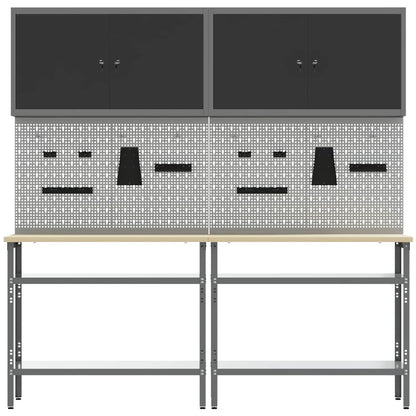 Set banco da lavoro con lo scaffale 8 pcs Nero e Grigio