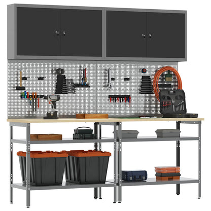 Set banco da lavoro con lo scaffale 8 pcs Nero e Grigio