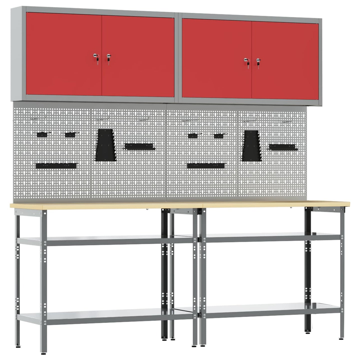 Set banco da lavoro con lo scaffale 8 pcs Rosso e Grigio