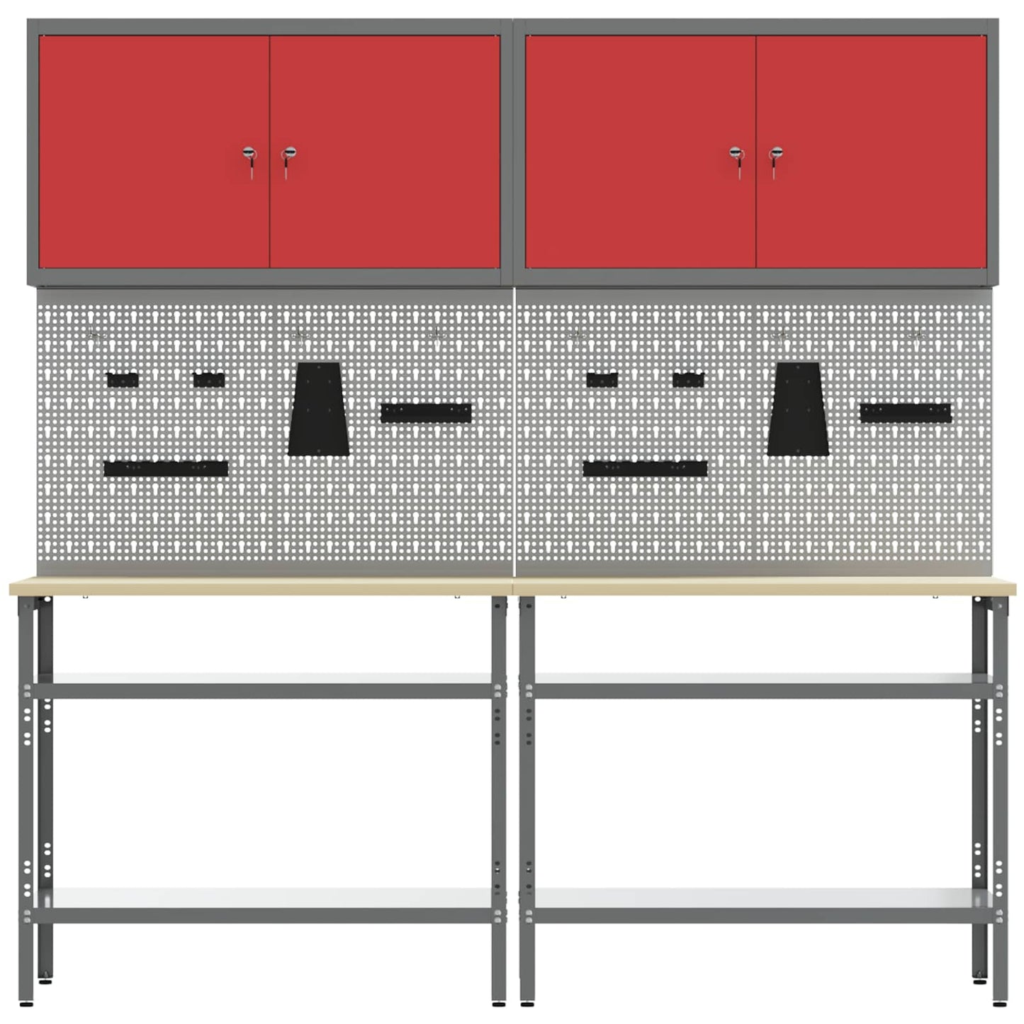 Set banco da lavoro con lo scaffale 8 pcs Rosso e Grigio
