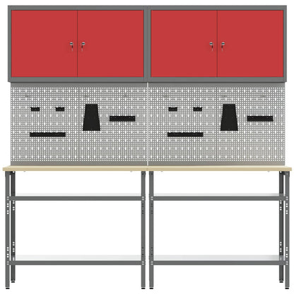 Set banco da lavoro con lo scaffale 8 pcs Rosso e Grigio