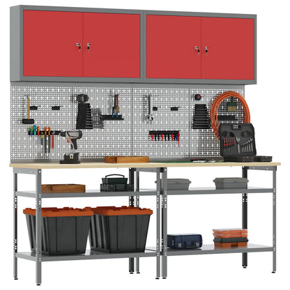 Set banco da lavoro con lo scaffale 8 pcs Rosso e Grigio