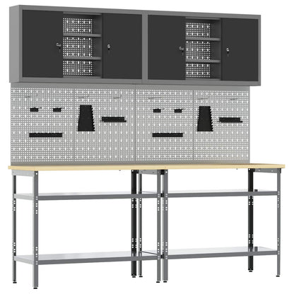 Set banco da lavoro con lo scaffale 8 pcs Nero e Grigio