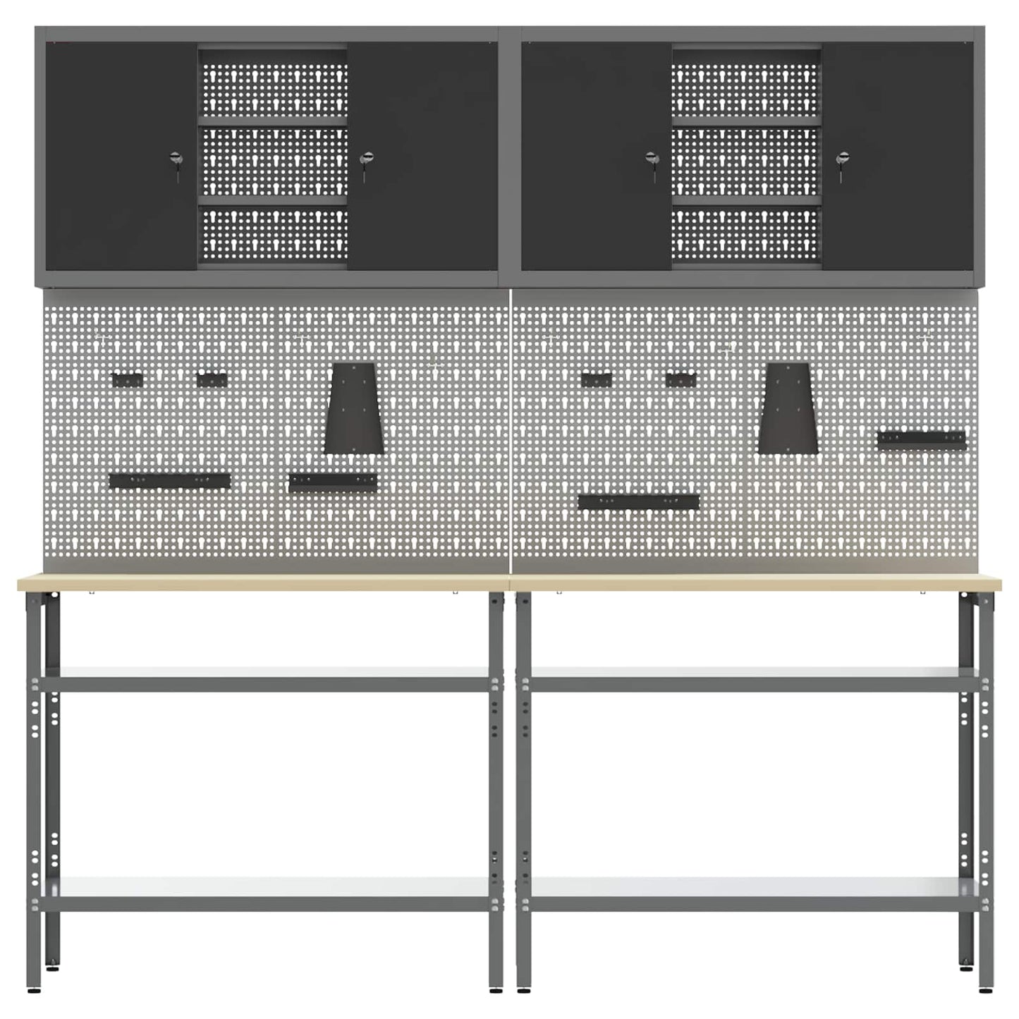 Set banco da lavoro con lo scaffale 8 pcs Nero e Grigio