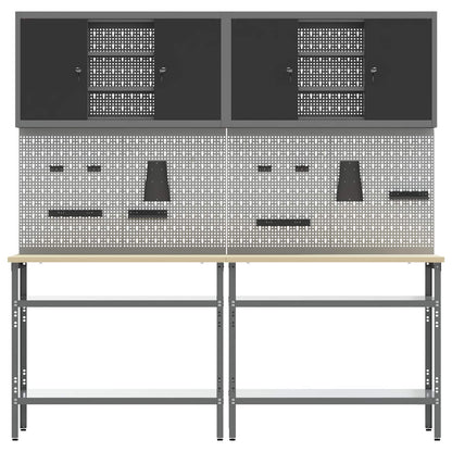 Set banco da lavoro con lo scaffale 8 pcs Nero e Grigio