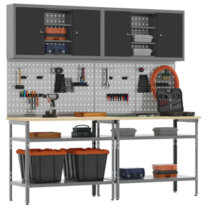 Set banco da lavoro con lo scaffale 8 pcs Nero e Grigio