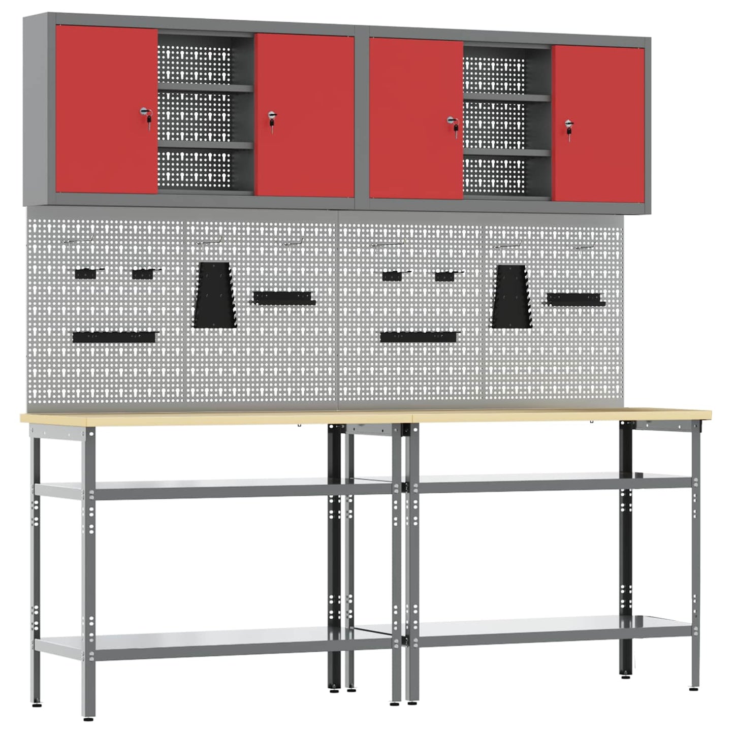 Set banco da lavoro con lo scaffale 8 pcs Rosso e Grigio