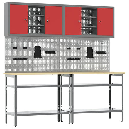 Set banco da lavoro con lo scaffale 8 pcs Rosso e Grigio