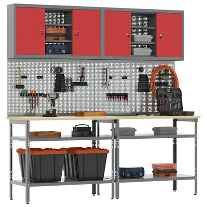 Set banco da lavoro con lo scaffale 8 pcs Rosso e Grigio