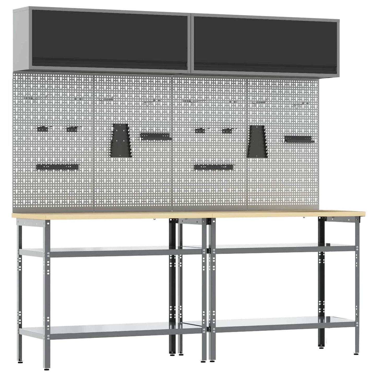 Set banco da lavoro con lo scaffale 8 pcs Nero e Grigio