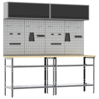 Set banco da lavoro con lo scaffale 8 pcs Nero e Grigio
