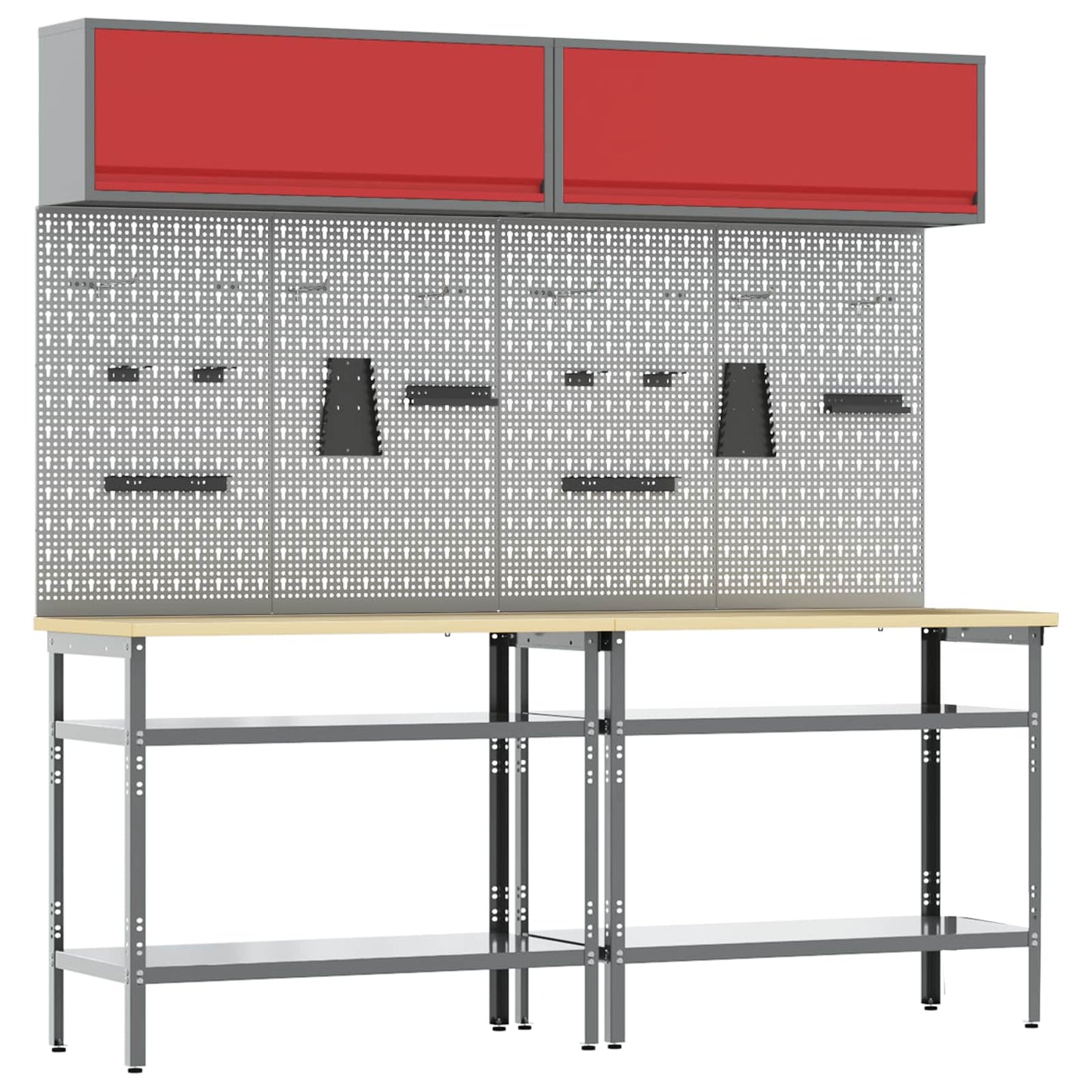 Set banco da lavoro con lo scaffale 8 pcs Rosso e Grigio