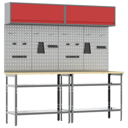 Set banco da lavoro con lo scaffale 8 pcs Rosso e Grigio