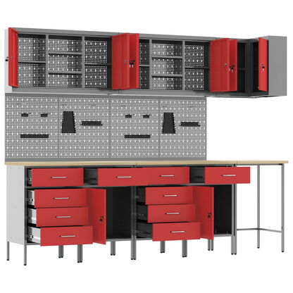 Set di mobili da lavoro con cassetto 12 pcs Nero e Grigio
