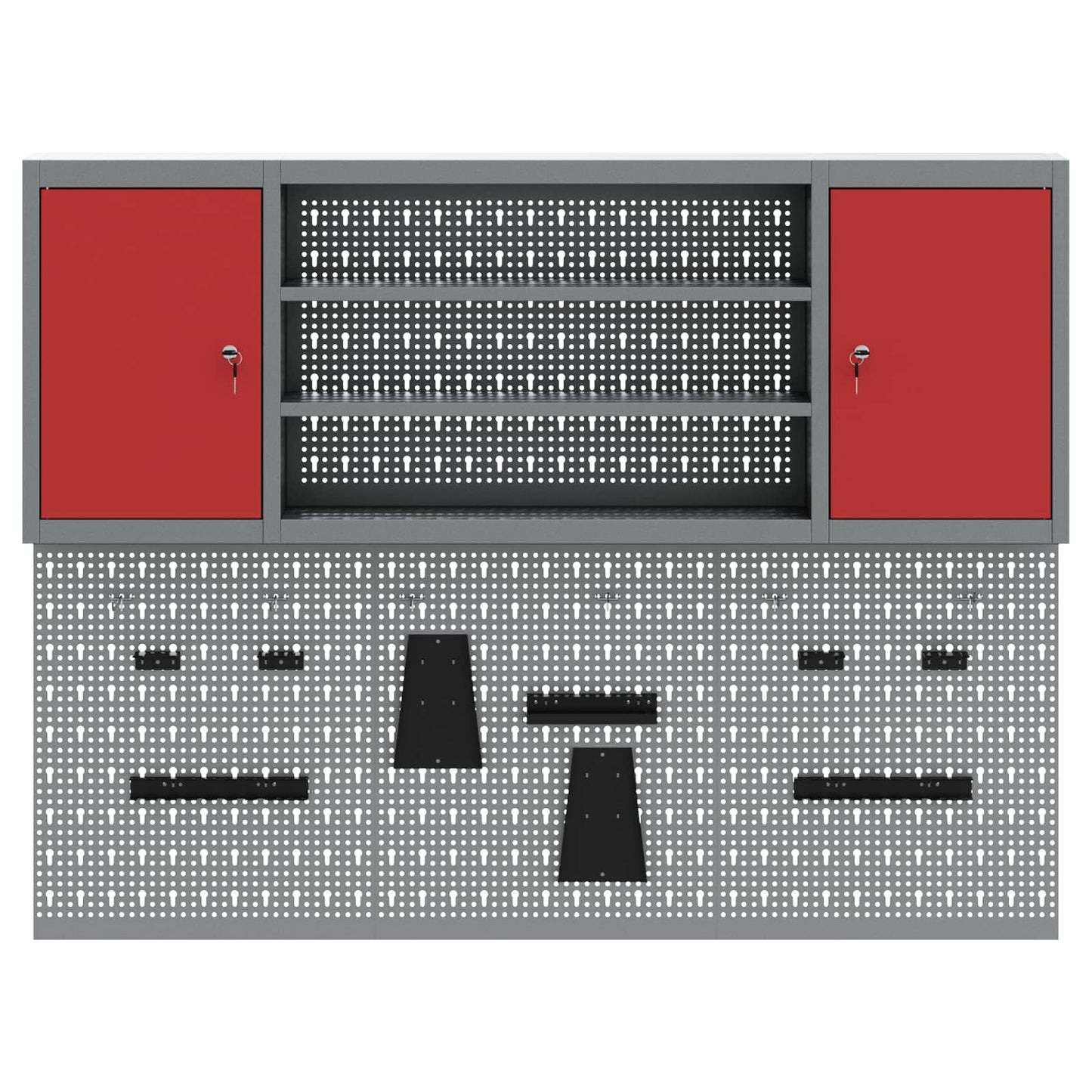 Set di mobili da lavoro con cassetto 12 pcs Nero e Grigio